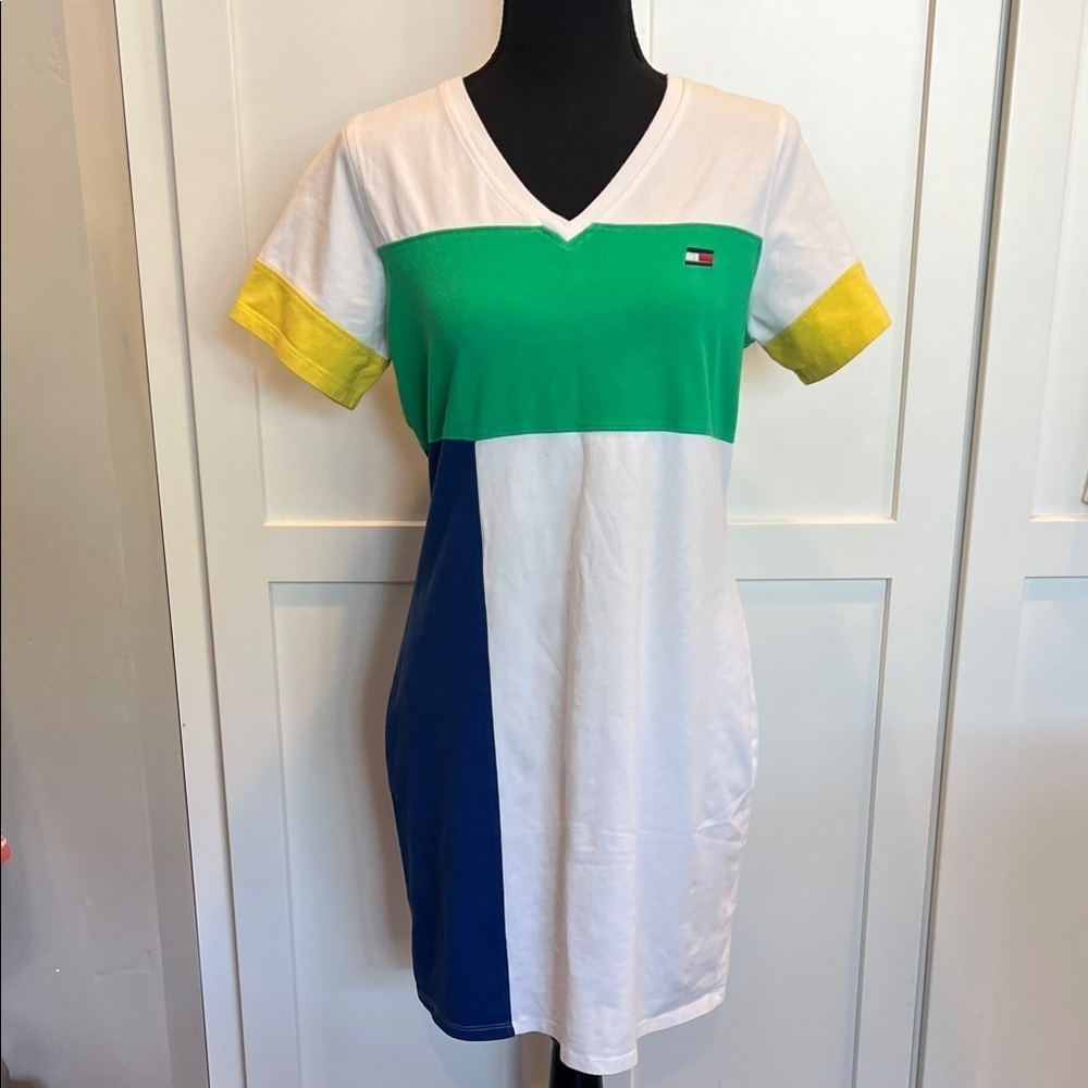 Tommy Hilfiger Green, Yellow, Blue, and White Midi Dress SP